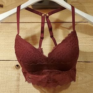Maroon Padded Lace Bra w/adjustable straps